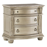 Silver Finish European Design 1pc Nightstand w Genuine Marble Top Traditional Bedroom Furniture B01172438
