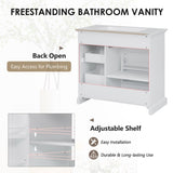 36" Bathroom Vanity Set with Ceramic Undermount Sink, 2 Tip-Out Drawers & Soft-Close Hinges, White W2896P318472