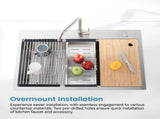 Stainless Steel Kitchen Sink, 36x22 Single Bowl, Overmount Handmade Sink in Brushed, with Cutting 11762883