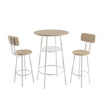 ZUN Bar table, equipped with 2 bar stools , with backrest and partition W57868876