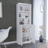 ZUN Home 2-Door Bookcase, Modern Storage Unit with Dual Doors and Multi-Tier Shelves -White -Office B200137830