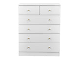 25.98"*15.75"*43.7" 5-Tier 6-Drawer Cabinet Drawer Dresser with Gold Handles White 88303918