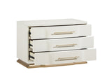 Lexington 3-Drawer Nightstand in Beige with Textured Finish and Gold Finish Handles B009P450613
