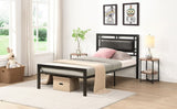 ZUN Twin Size metal bed Sturdy System Metal Bed Frame ,Modern style and comfort to any bedroom ,black W311109646