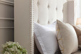 Peyton Upholstered Queen Bed / 54" High Headboard / Traditional Hand Buttoned Tufting / Nailhead B083P152026