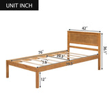 Platform Bed Frame with Headboard , Wood Slat Support , No Box Spring Needed ,Twin,Oak WF212811AAN