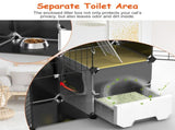 3Tier MultiSpace Cat Enclosure Cage, Indoor Cat Play House with Litter Box Drawer, Reversible 15975338