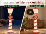 5FT Red & White Lighthouse with 110 Warm White LEDs, Fabric-Covered Christmas Light Decor, US Plug 17597569