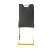 ZUN Modern Charcoal PU dining chair Living room chair upholstered chair, Gold-plated metal chair leg W210P199114