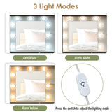 Farmhouse Makeup Vanity Desk with Mirror and Lights, 3 Lighting Modes, Vanity Set with Stool, 45077728