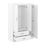 ZUN 3-Door Mirror Wardrobe with shelves, White 91460670