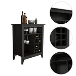 ZUN Essential Bar Cabinet, One Open Shelf, Six Built-in Wine Rack, One Drawer -Black B20091856