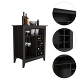 Essential Bar Cabinet, One Open Shelf, Six Built-in Wine Rack, One Drawer -Black B07091856