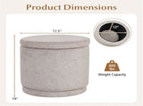 7.7 Gallon Round Storage Ottoman Foot Rest with Acacia Wood Frame, 400LBS Load Capacity Footstool 92858250