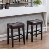 ZUN Furniture,Counter Height 26" Bar Stools for Kitchen Counter Backless Faux Leather Stools Farmhouse 81049528