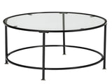 2 Layers 5mm Thick Tempered Glass Countertops Round Wrought Iron Coffee Table Black 78826240