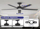 52 inch Ceiling Fans with Lights, Large Air Volume Ceiling Fans with Reversible Quiet DC Motor and 33664919
