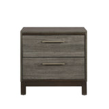 Contemporary Styling 1pc Nightstand of 2x Drawers w Antique Bar Pulls Two-Tone Finish Wooden Bedroom B01167247