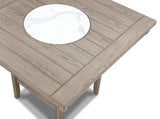 1pc Contemporary Transitional Counter Height Dining Table w 20-Inch Faux Marble Lazy Susan All Tan / B011P240451