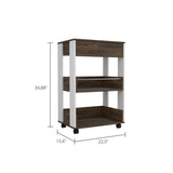 Verona Kitchen Cart, Three Shelves, Four Casters -White / Dark Walnut B20092116