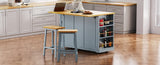 K&K 53inch Large Island with Drop Leaf,Power Outlet,Door Internal Storage Rack,Rolling N707P185531G