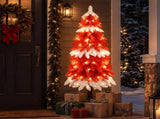 5FT Red & White Drooping Tree, 303 PVC Tips, 100 Warm White Lights with 8 Modes & Remote, US Plug 56142860