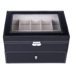 ZUN 20 Compartments Dual Layers Elegant Wooden Watch Collection Box Black 74095307