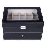 ZUN 20 Compartments Dual Layers Elegant Wooden Watch Collection Box Black 74095307