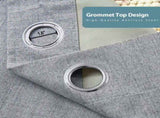2pcs dark grey 100% blackout curtains with snap-on top, suitable for hanging use. They have 98328348