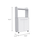 ZUN Kira Kitchen Kart, Double Door Cabinet, One Open Shelf, Two Interior Shelves -White B20091922