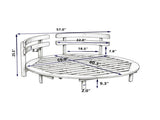 Outdoor Acacia Wood Round Daybed, Patio Lounger with Curved Slatted Backrest, Cushion and 4 N717P453341A