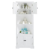 ZUN Tall Bathroom Storage Cabinet, Corner Cabinet with Doors and Adjustable Shelf, MDF Board, White WF318524AAK