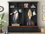 Farmhouse 4-in-1 Hall Tree with Wood Grain Bench, Mudroom Versatile Coat Rack with 2 Large Drawer, 59466050