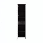 ZUN Double Door Narrow Height Slim Floor Standing Cabinet with 2 Adjustable Shelves-Black 58915687