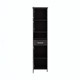 ZUN Double Door Narrow Height Slim Floor Standing Cabinet with 2 Adjustable Shelves-Black 58915687