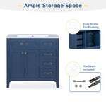 ZUN 36" Bathroom Vanity with Sink Combo, Blue Bathroom Cabinet with Drawers, Solid Frame and MDF Board 11515323