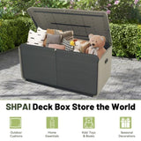 260 Gallon Plastic Deck Box, Large Patio Storage Box with Lock, Wheels & Waterproof Lid for Outdoor W1859P325841