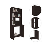 ZUN Compu Hutch Desk, Four Shelves, Writing Desk, One Lower Shelf -Black B20091904