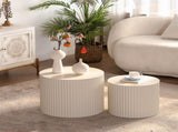 Round Wood Coffee Table for Living Room for Small Space Apartment and No Need Assembly W3081P255045
