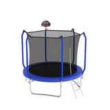 8FT Trampoline with Basketball Hoop, ASTM Approved Reinforced Type Outdoor Trampoline with Enclosure K1163P147129