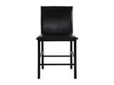 Metal Frame Counter Height Chairs Set of 4 Brown Faux Leather Seat Black Metal Finish Dining Chairs B01146335