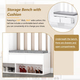 ON-TREND Contemporary 39.3''Wx70.8''H Hall Tree Storage with Cushioned Storage Bench, N721P179243K
