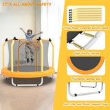 ZUN 55-inch Trampoline for Kids Indoor & Outdoor Small Toddler Trampoline with Basketball Hoop W1163P248687