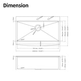 ZUN 33x22x10"Farmhouse Apron Single Bowl Stainless Steel Kitchen Sink with Workstation W2898P228904