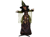 74" Animated Forest Witch Halloween Decoration with Moving Head & Swinging Arms, Dual Mode Control 63609628