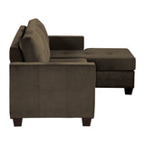 Unique Style Coffee Color 1pc Reversible Sofa Chaise Microfiber Fabric Upholstered Track Arms Tufted B01154011