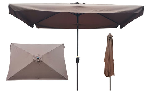 ZUN 10 x 6.5ft Rectangular Patio Umbrella Outdoor Market Umbrellas with Crank and Push Button Tilt for 88079838