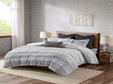 Cotton Jacquard Comforter Mini Set Grey/Black King/Cal King B035128808