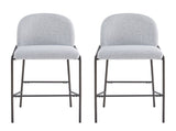 Galen Indoor Metal Upholstered Barstool, Antique Bronze Finish Frame with Gray Fabric, Set of 2 N775P290453G