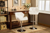Glasgow Contemporary Tufted Adjustable Height Hidraulic Bar Stools, Set of 2, White T2574P164868